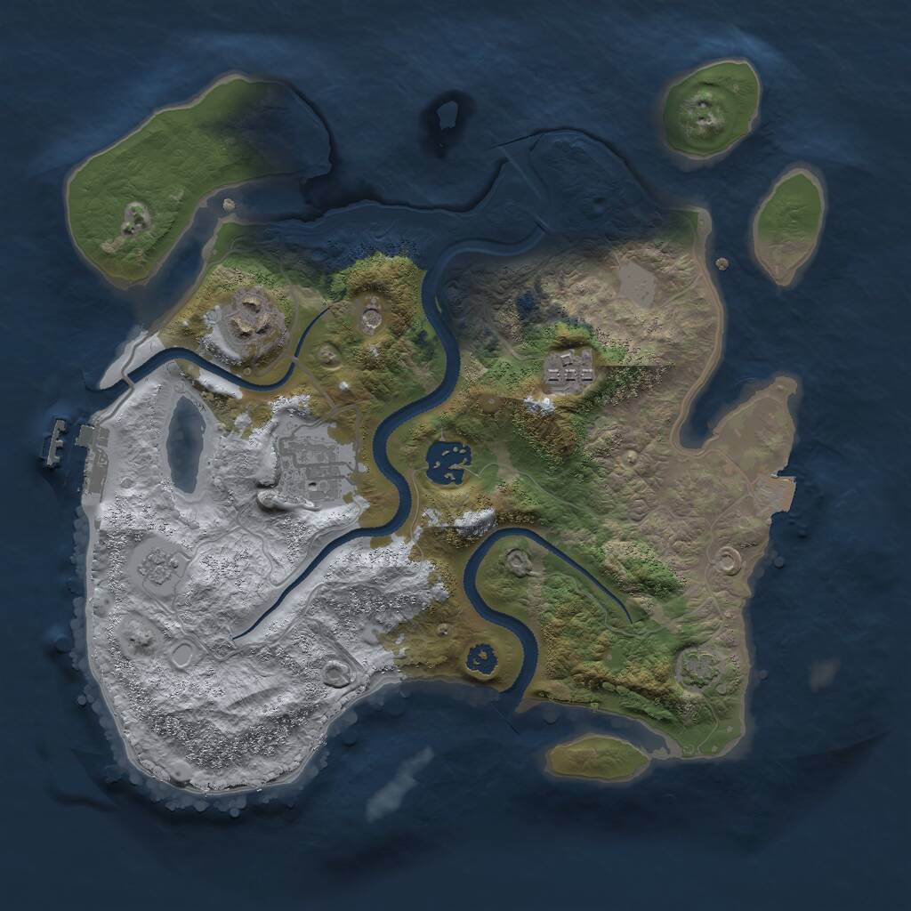 Rust Map: Procedural Map, Size: 3000, Seed: 3453, 9 Monuments