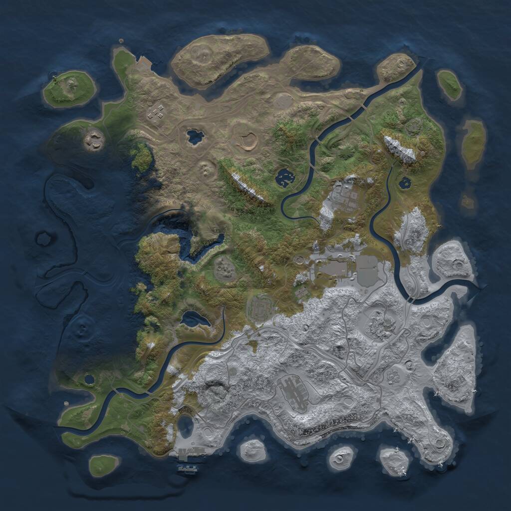 Rust Map: Procedural Map, Size: 4250, Seed: 2088898496, 14 Monuments