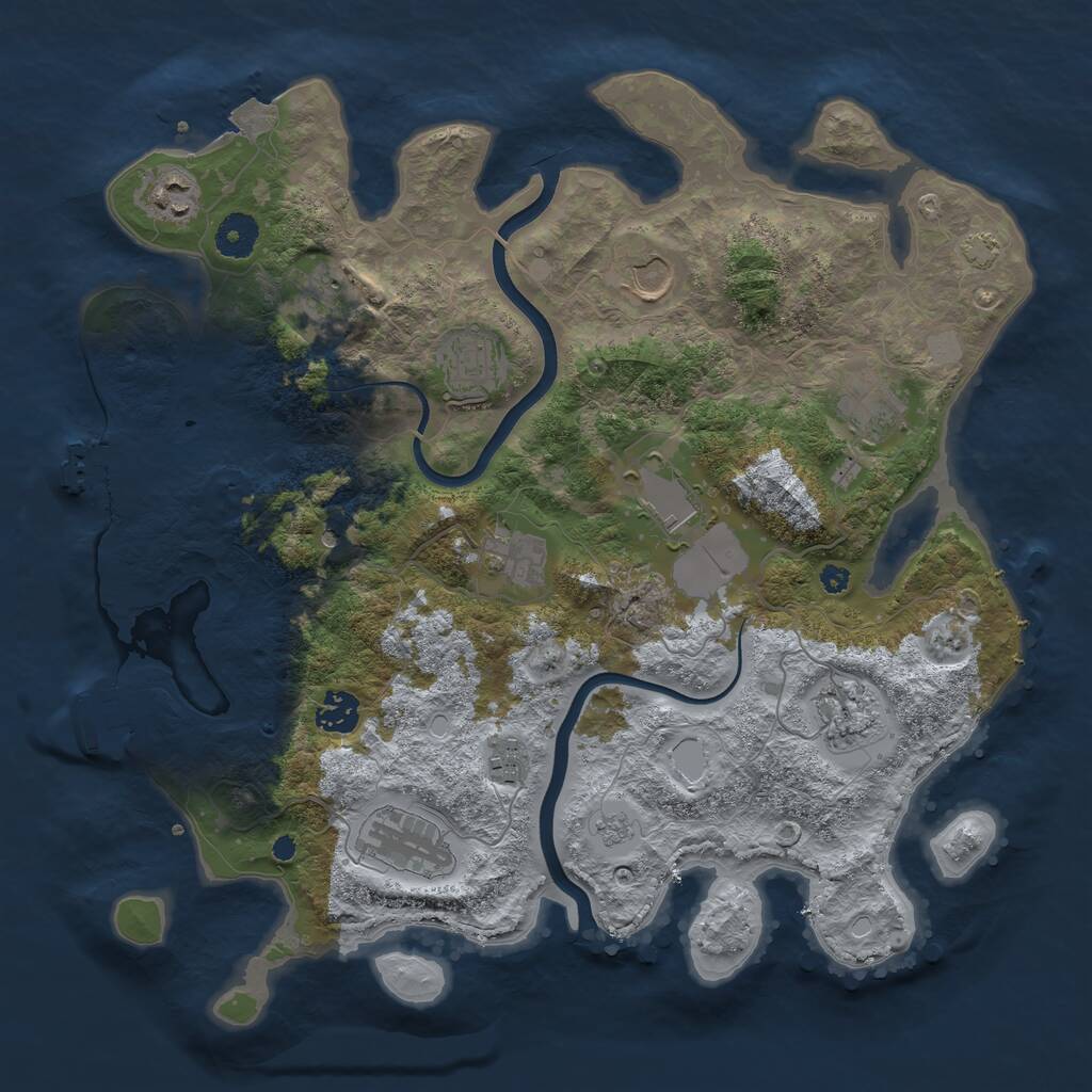 Rust Map: Procedural Map, Size: 3750, Seed: 764662442, 17 Monuments