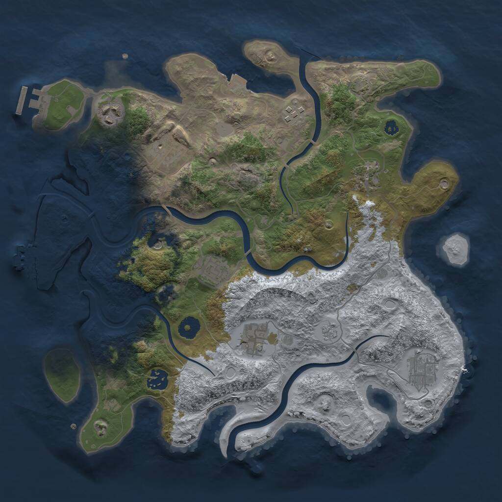 Rust Map: Procedural Map, Size: 3500, Seed: 594711415, 14 Monuments