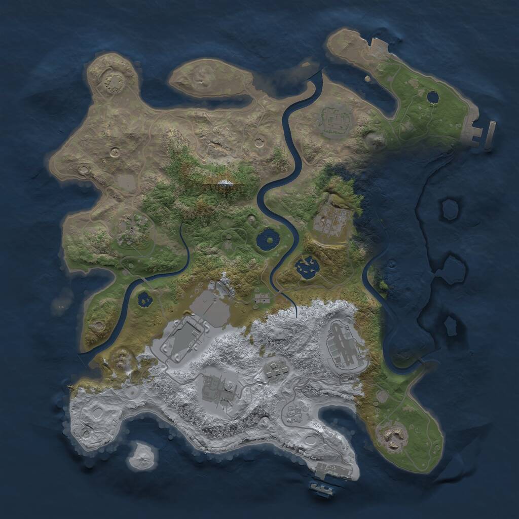 Rust Map: Procedural Map, Size: 3500, Seed: 81021980, 15 Monuments