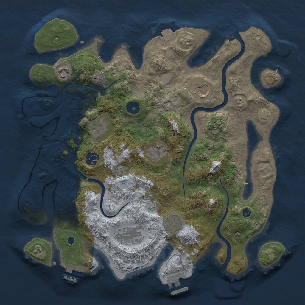 Rust Map: Procedural Map, Size: 3500, Seed: 1177670962, 13 Monuments