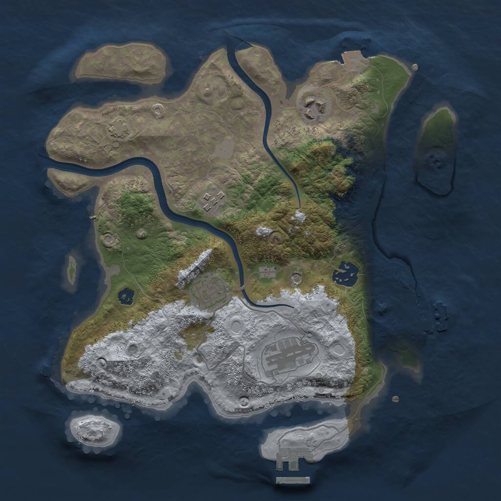 Rust Map: Procedural Map, Size: 3000, Seed: 97592673, 10 Monuments