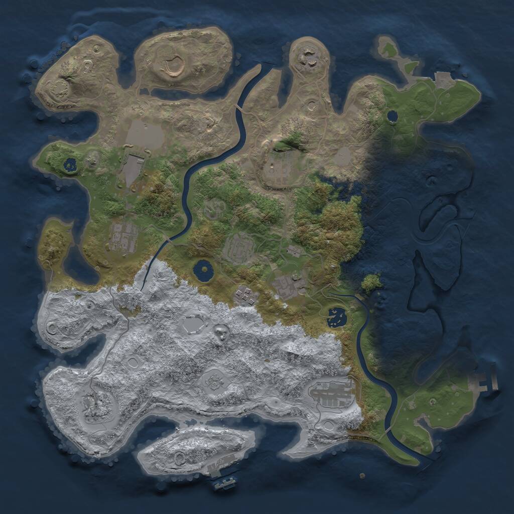 Rust Map: Procedural Map, Size: 3750, Seed: 1329850613, 17 Monuments