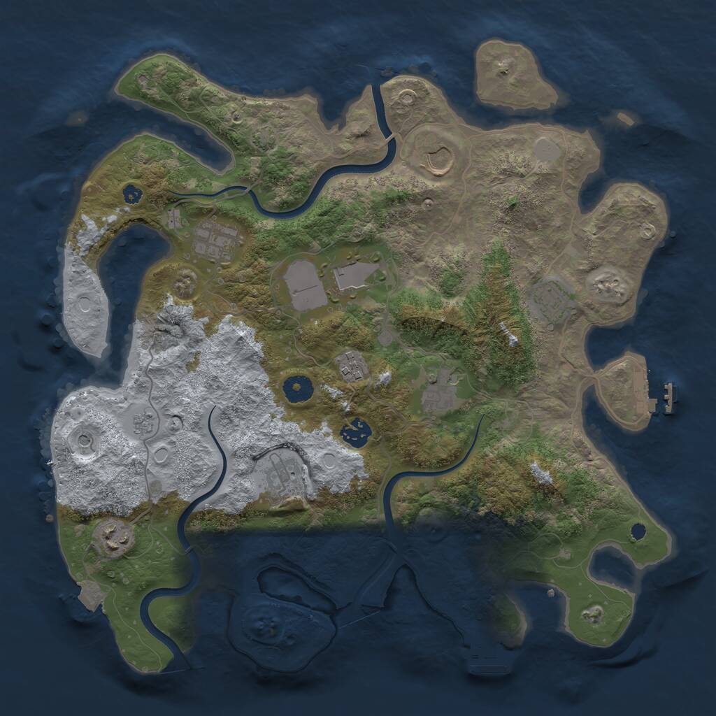 Rust Map: Procedural Map, Size: 3750, Seed: 1936329142, 15 Monuments