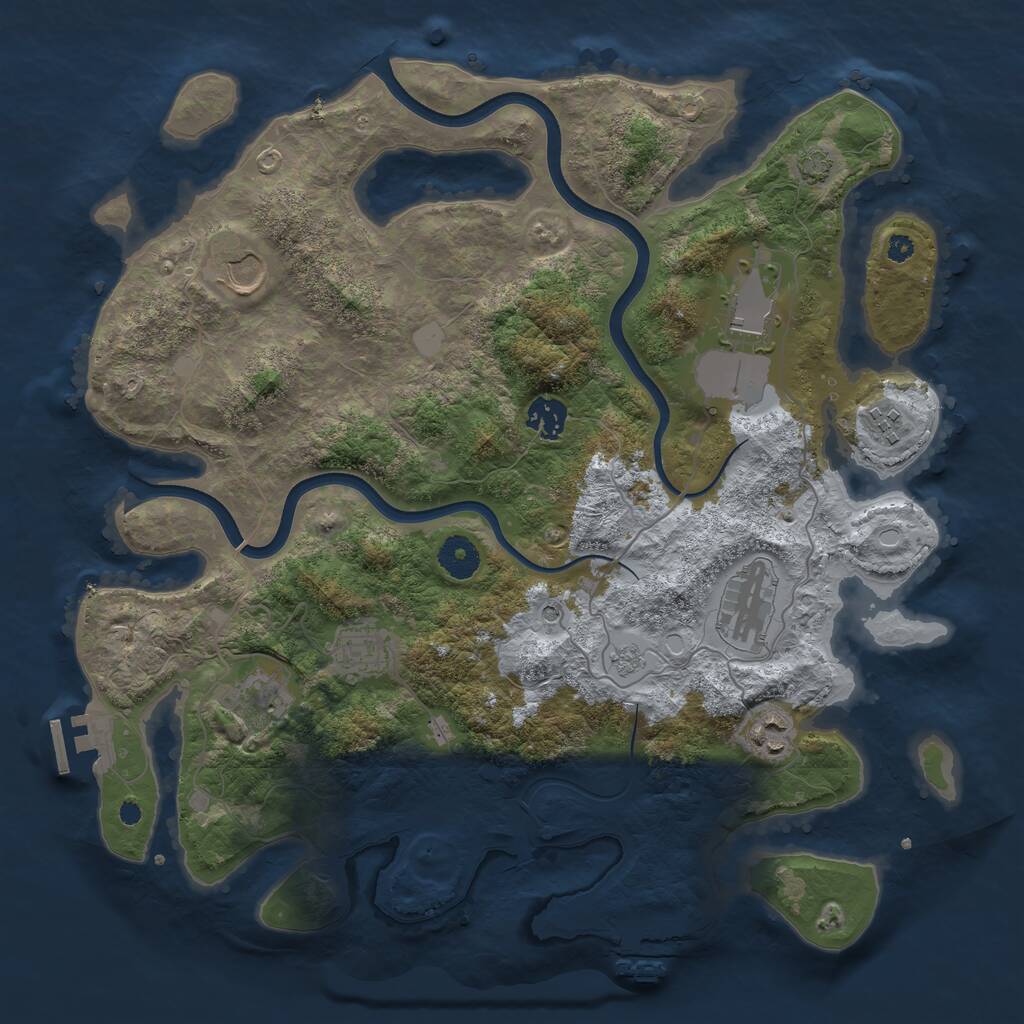 Rust Map: Procedural Map, Size: 3750, Seed: 1410381887, 14 Monuments