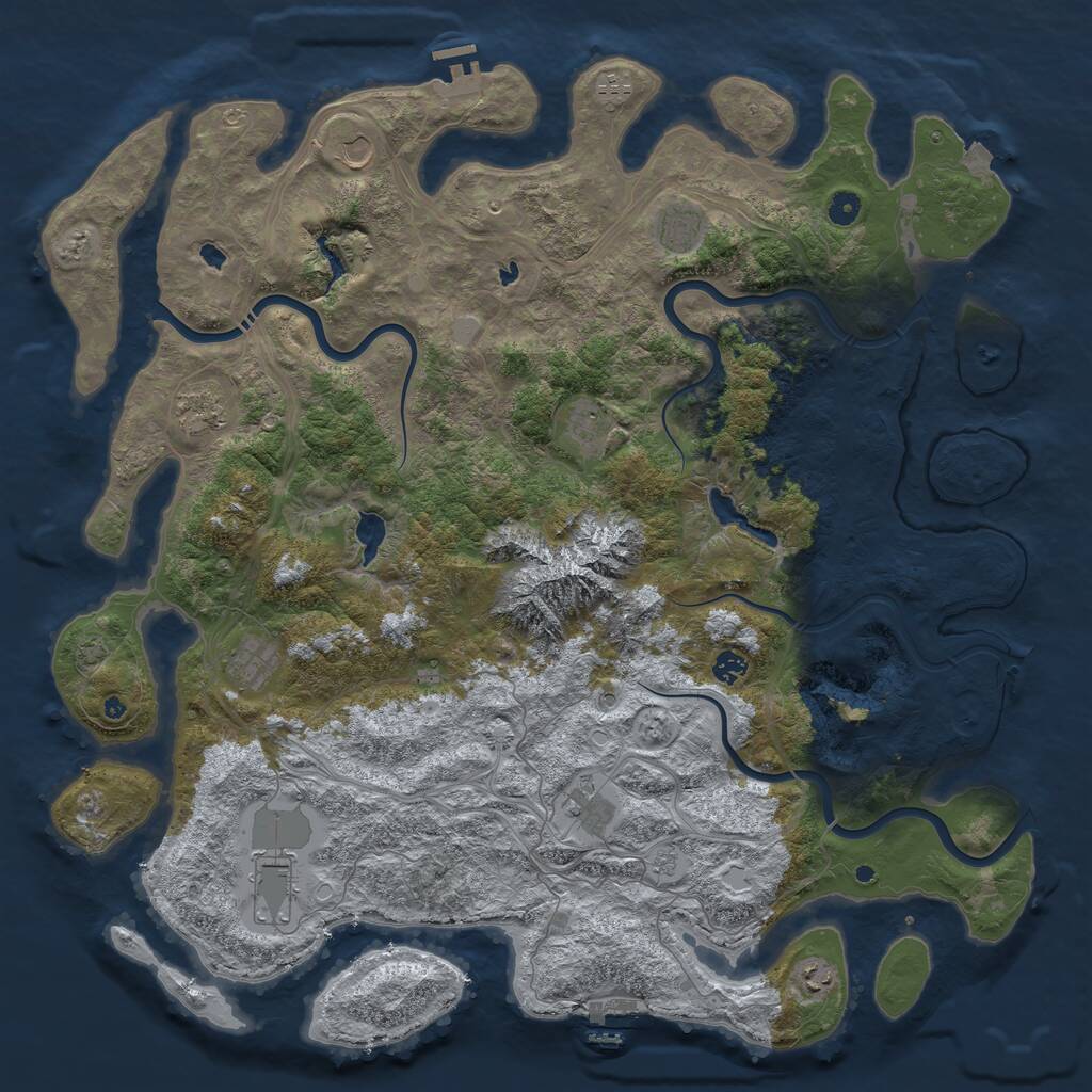 Rust Map: Procedural Map, Size: 5000, Seed: 11406510, 16 Monuments