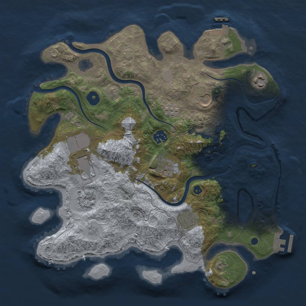 Rust Map: Procedural Map, Size: 3500, Seed: 1152370325, 14 Monuments