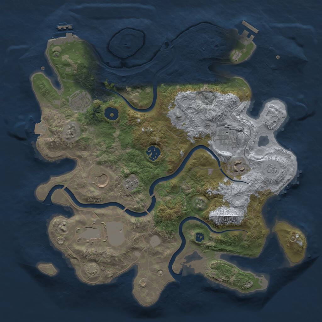 Rust Map: Procedural Map, Size: 3500, Seed: 1553964617, 13 Monuments