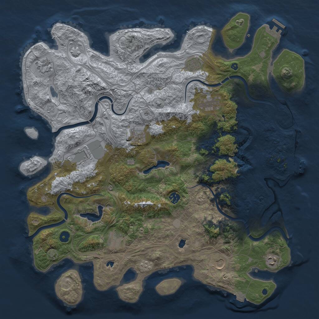 Rust Map: Procedural Map, Size: 4500, Seed: 468118570, 16 Monuments