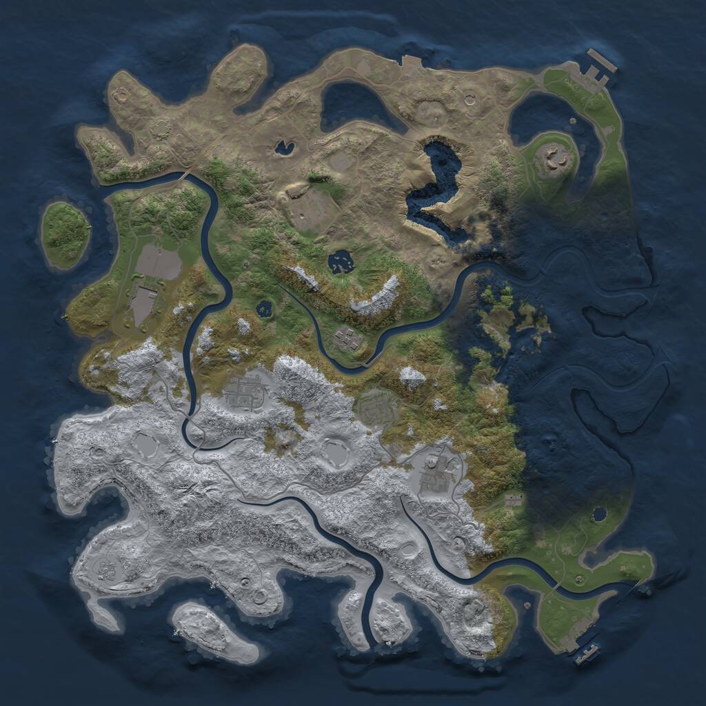 Rust Map: Procedural Map, Size: 4200, Seed: 1493491713, 14 Monuments