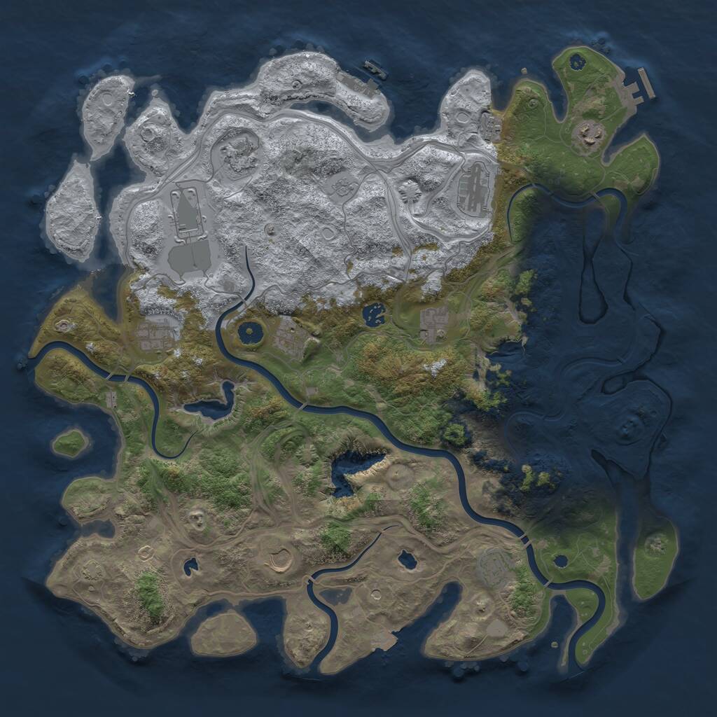 Rust Map: Procedural Map, Size: 4500, Seed: 223690388, 17 Monuments