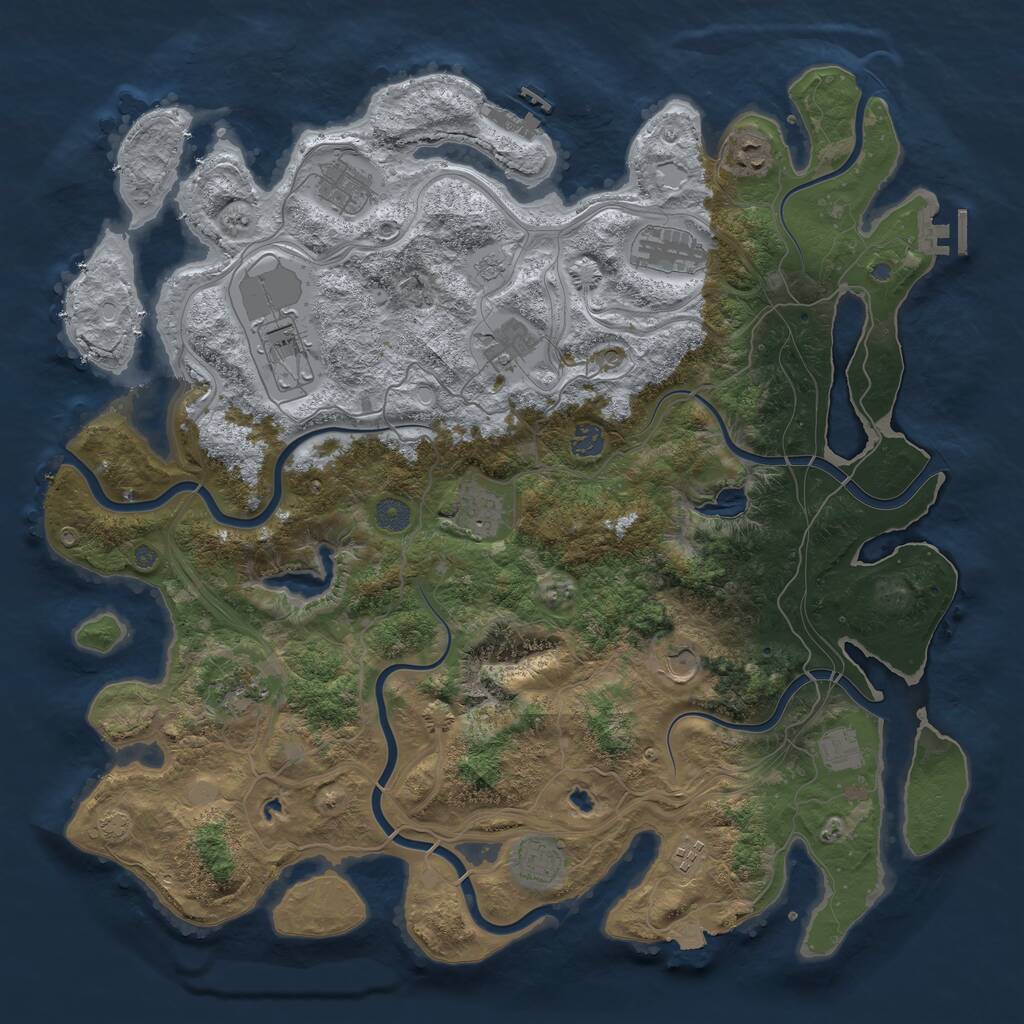 Rust Map: Procedural Map, Size: 4500, Seed: 223690388, 17 Monuments