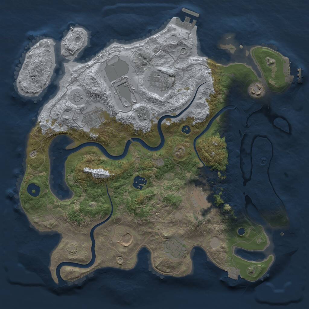 Rust Map: Procedural Map, Size: 3500, Seed: 68123050, 15 Monuments