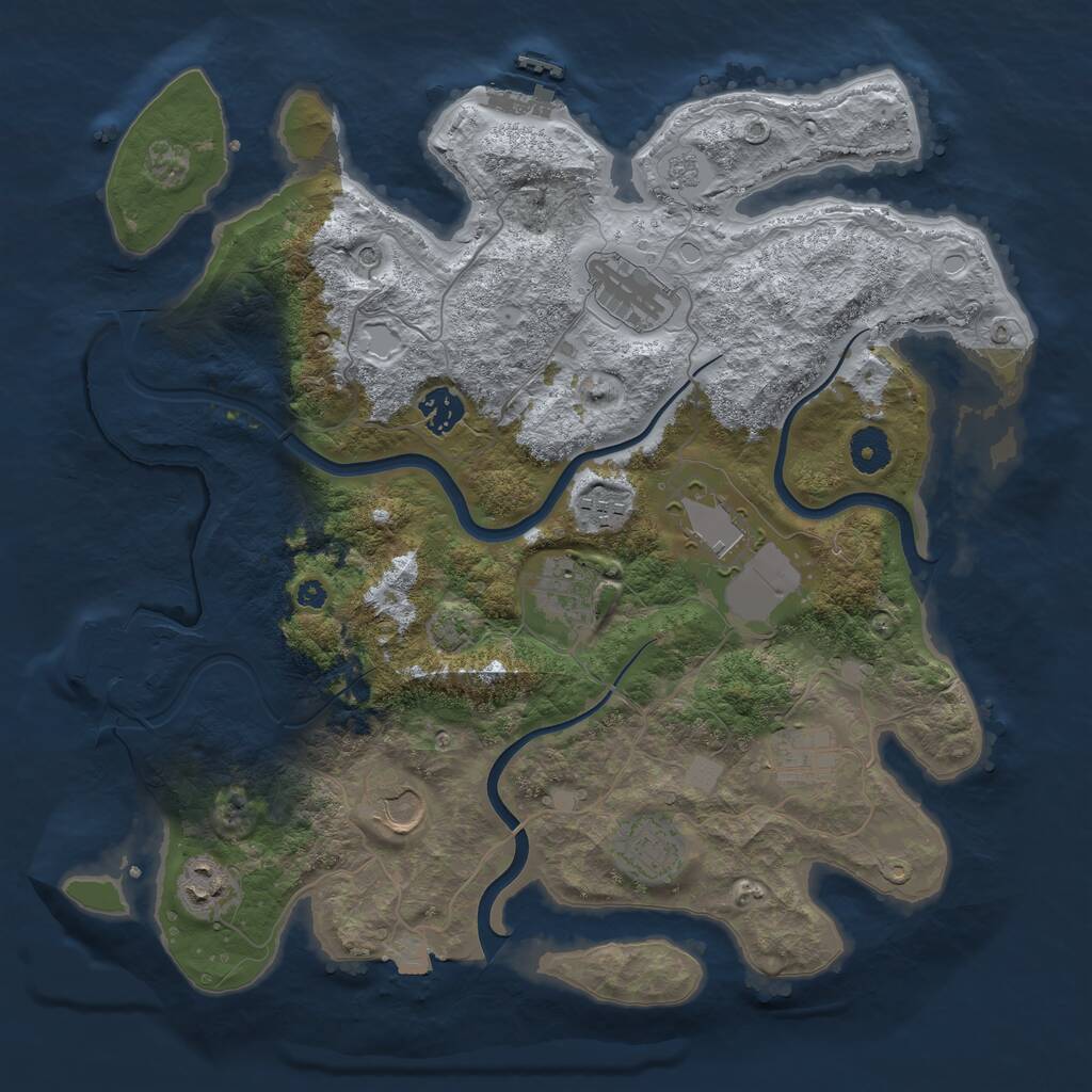Rust Map: Procedural Map, Size: 3750, Seed: 1960630332, 15 Monuments