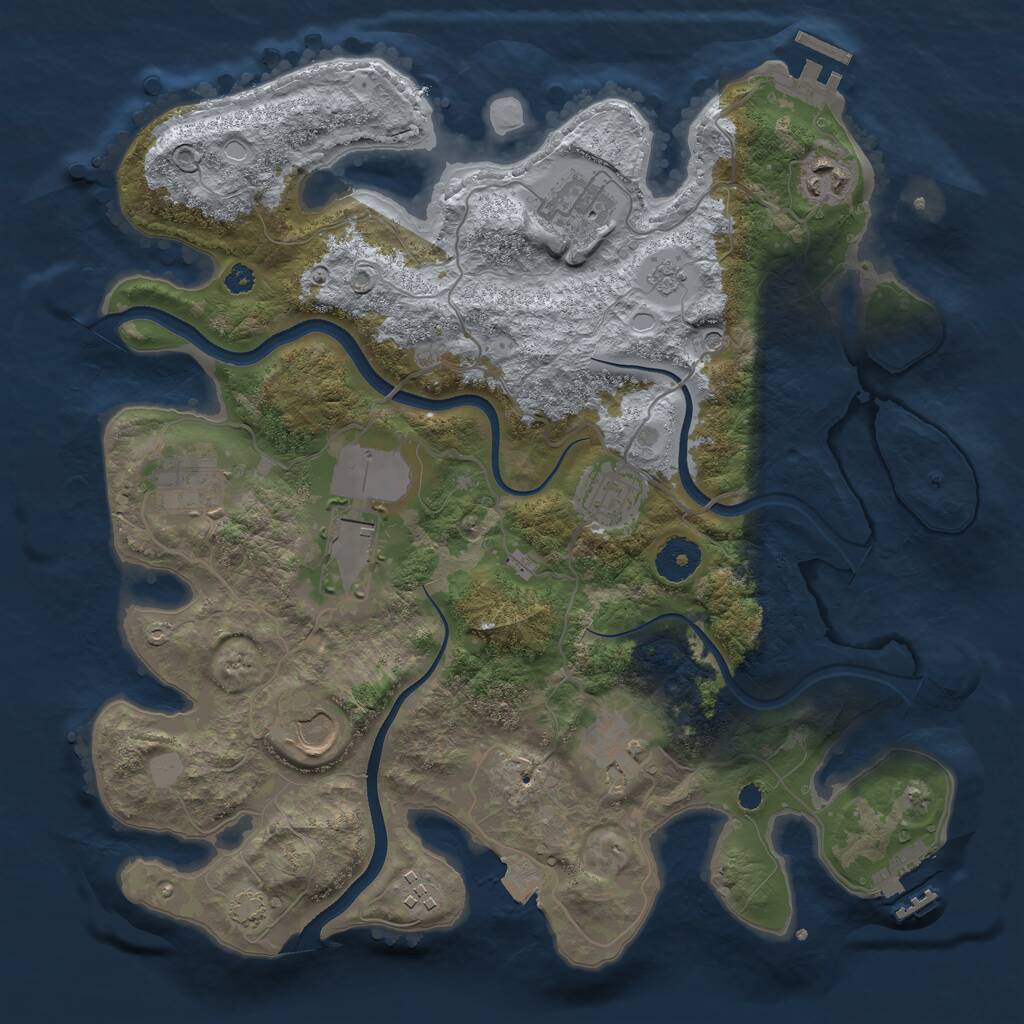 Rust Map: Procedural Map, Size: 3500, Seed: 27204296, 14 Monuments