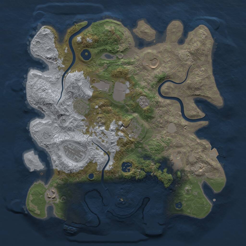 Rust Map: Procedural Map, Size: 3500, Seed: 1070375797, 15 Monuments