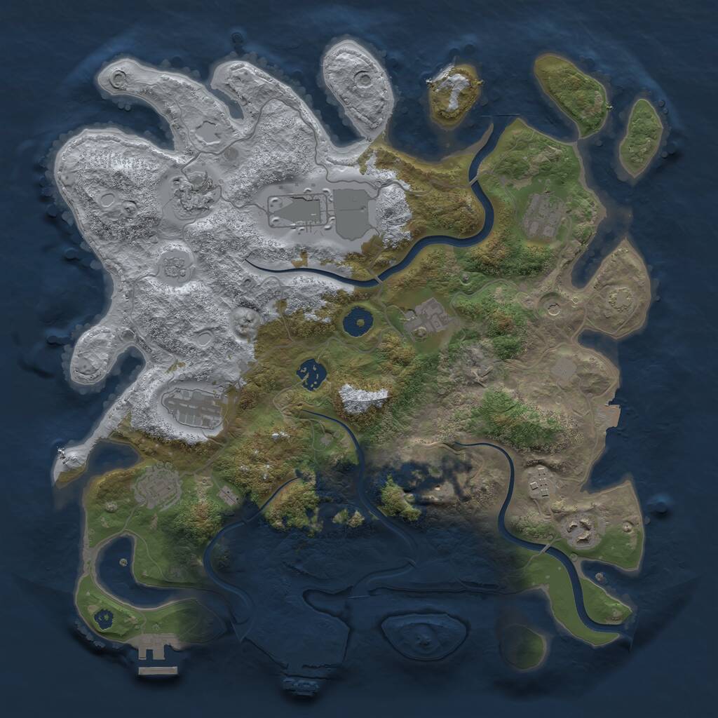 Rust Map: Procedural Map, Size: 3750, Seed: 84918524, 16 Monuments