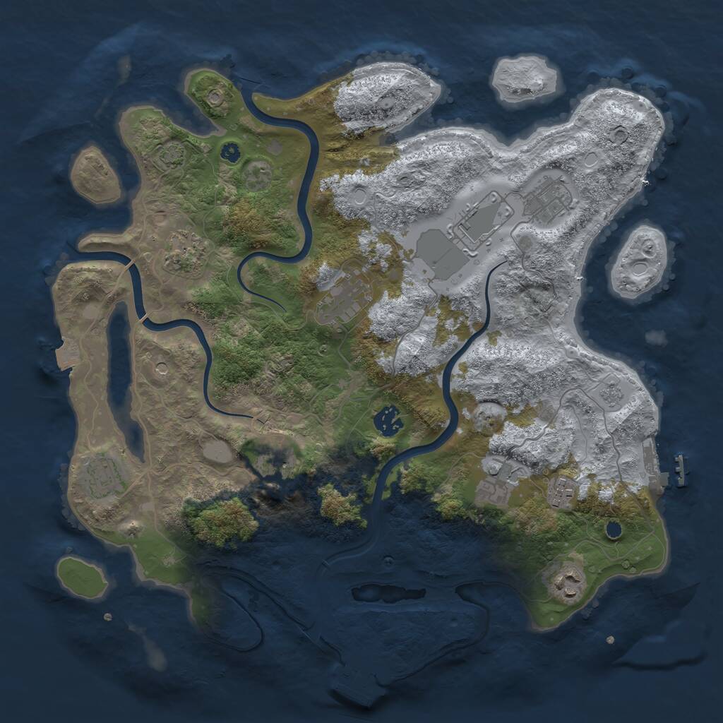 Rust Map: Procedural Map, Size: 3750, Seed: 1586468020, 16 Monuments