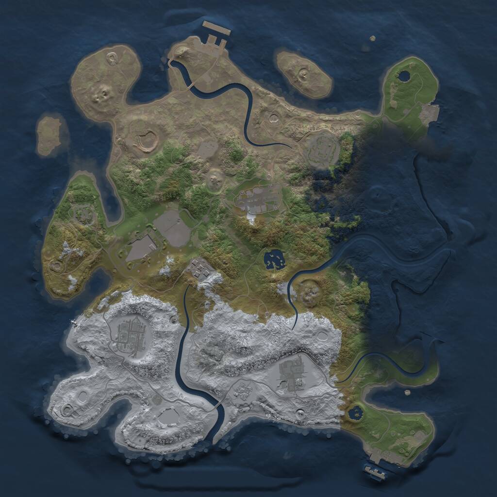 Rust Map: Procedural Map, Size: 3500, Seed: 318027759, 14 Monuments