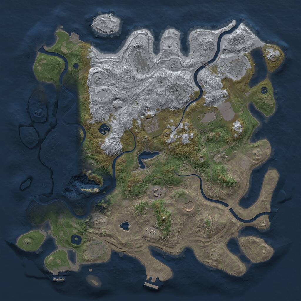 Rust Map: Procedural Map, Size: 4250, Seed: 499718684, 16 Monuments