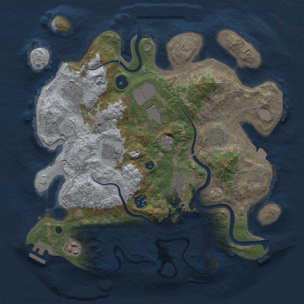 Rust Map: Procedural Map, Size: 3500, Seed: 778690905, 13 Monuments