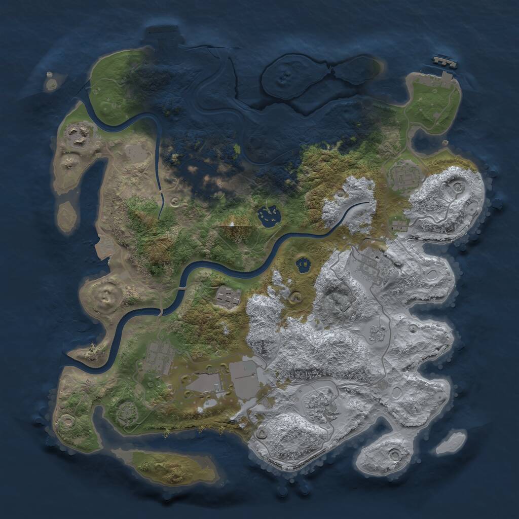 Rust Map: Procedural Map, Size: 3500, Seed: 1114497344, 15 Monuments
