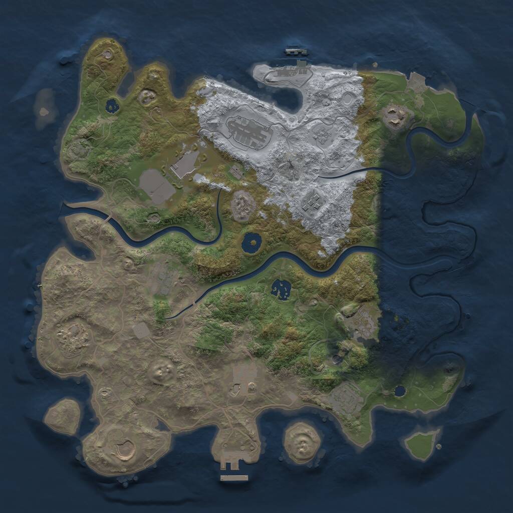 Rust Map: Procedural Map, Size: 3750, Seed: 1468754702, 17 Monuments
