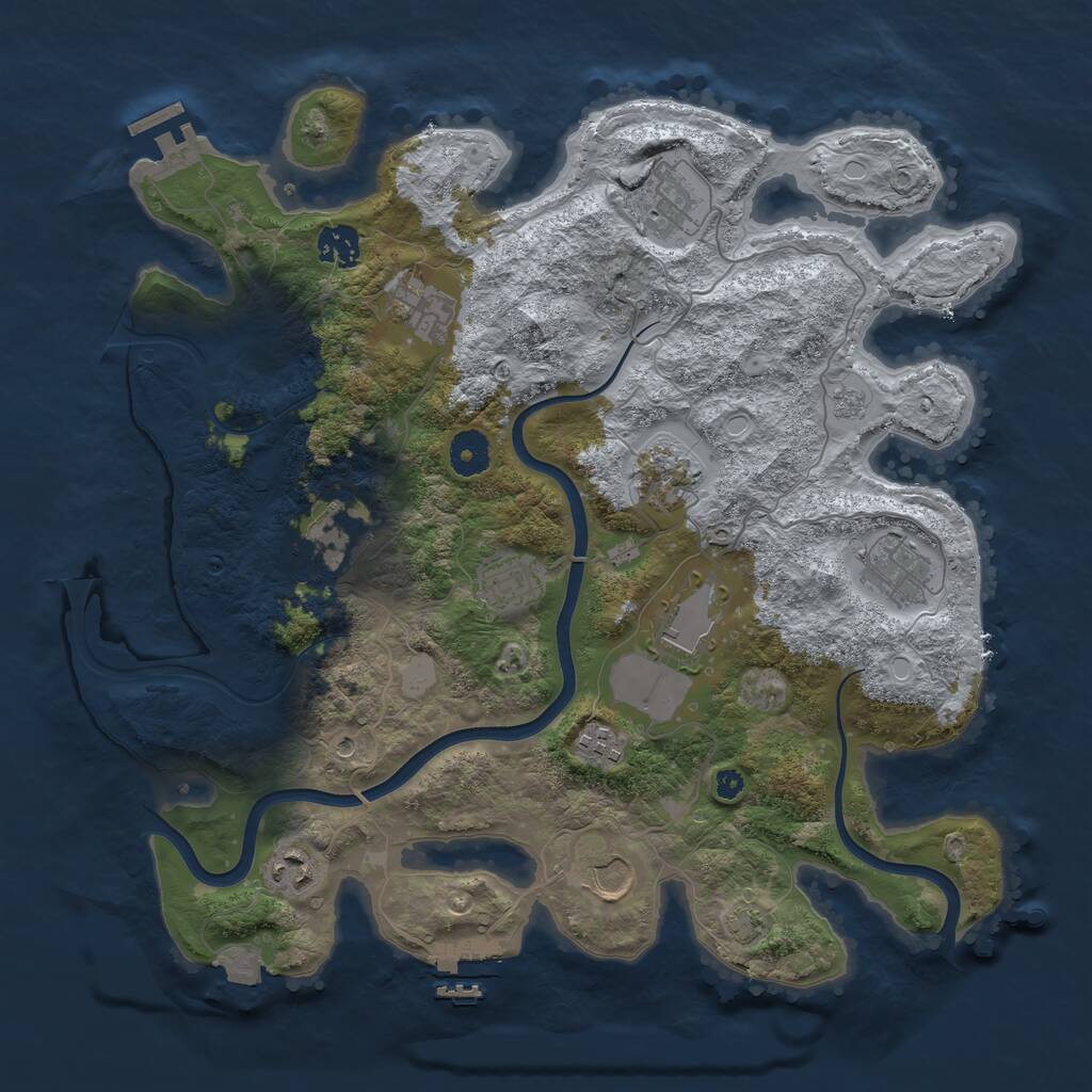 Rust Map: Procedural Map, Size: 3750, Seed: 653178045, 17 Monuments