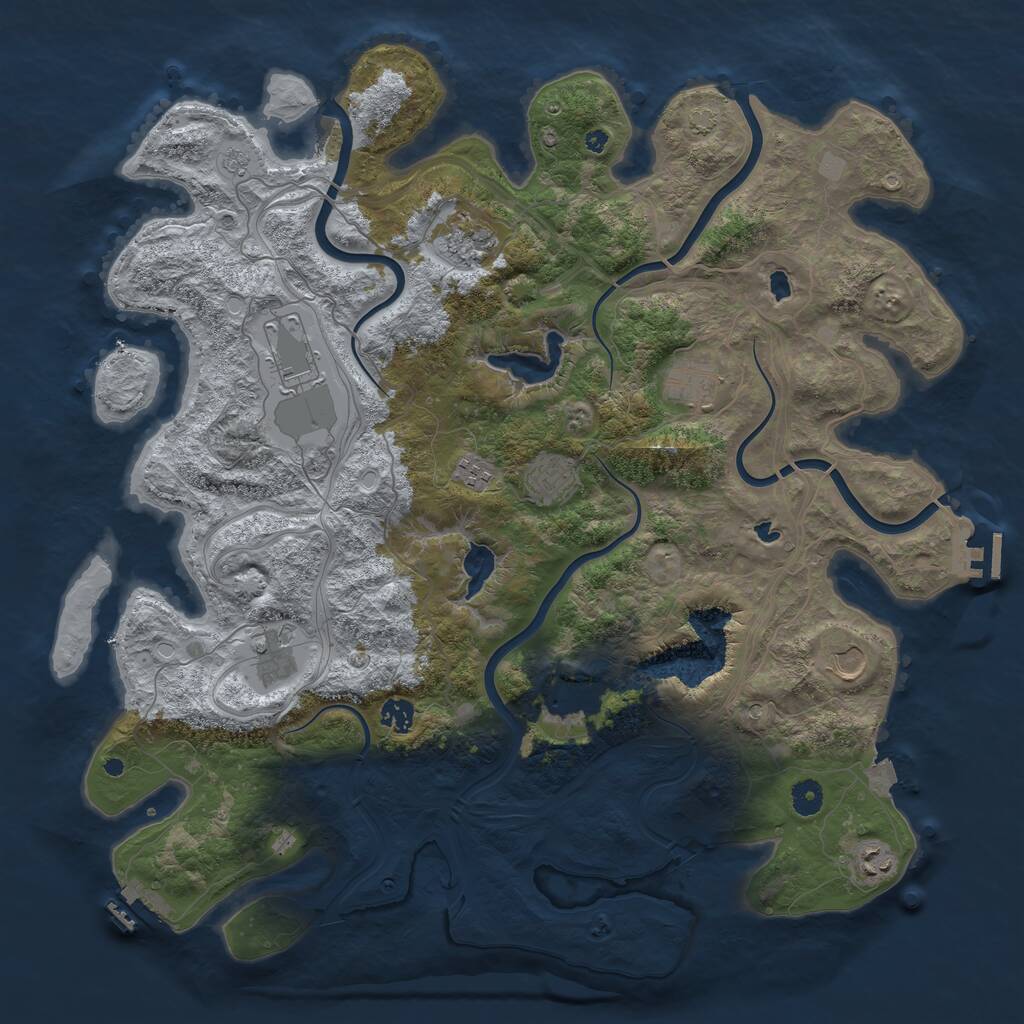 Rust Map: Procedural Map, Size: 4500, Seed: 250856698, 16 Monuments
