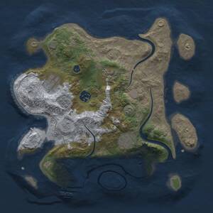Thumbnail Rust Map: Procedural Map, Size: 3000, Seed: 2141978219, 9 Monuments