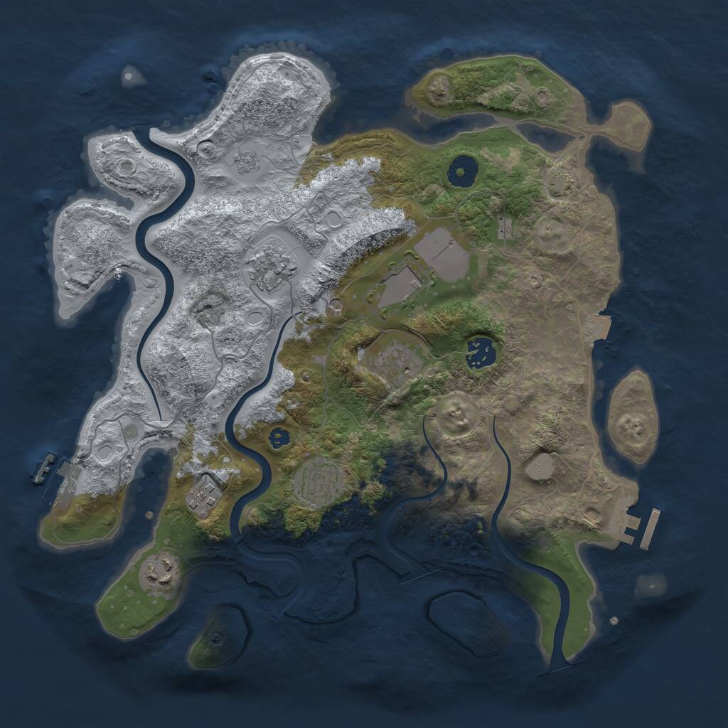 Rust Map: Procedural Map, Size: 3500, Seed: 1267749696, 13 Monuments