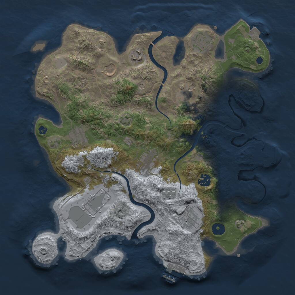 Rust Map: Procedural Map, Size: 3500, Seed: 1077434710, 15 Monuments