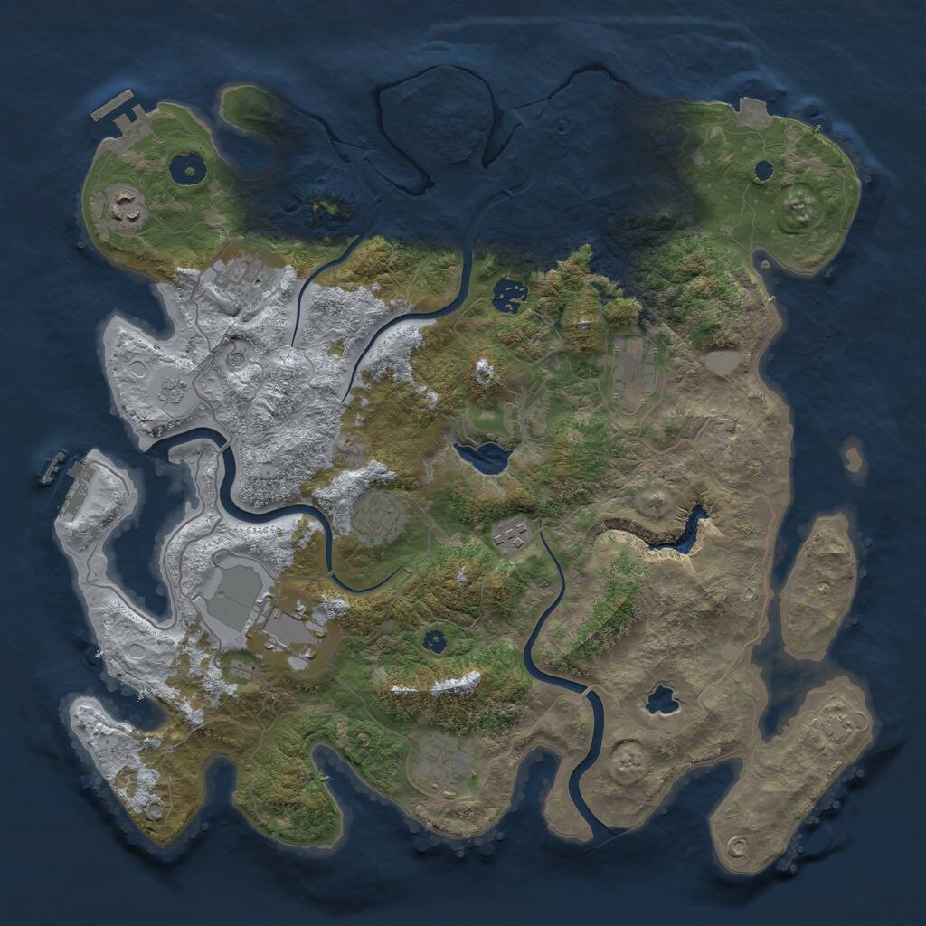 Rust Map: Procedural Map, Size: 4000, Seed: 1893936199, 14 Monuments