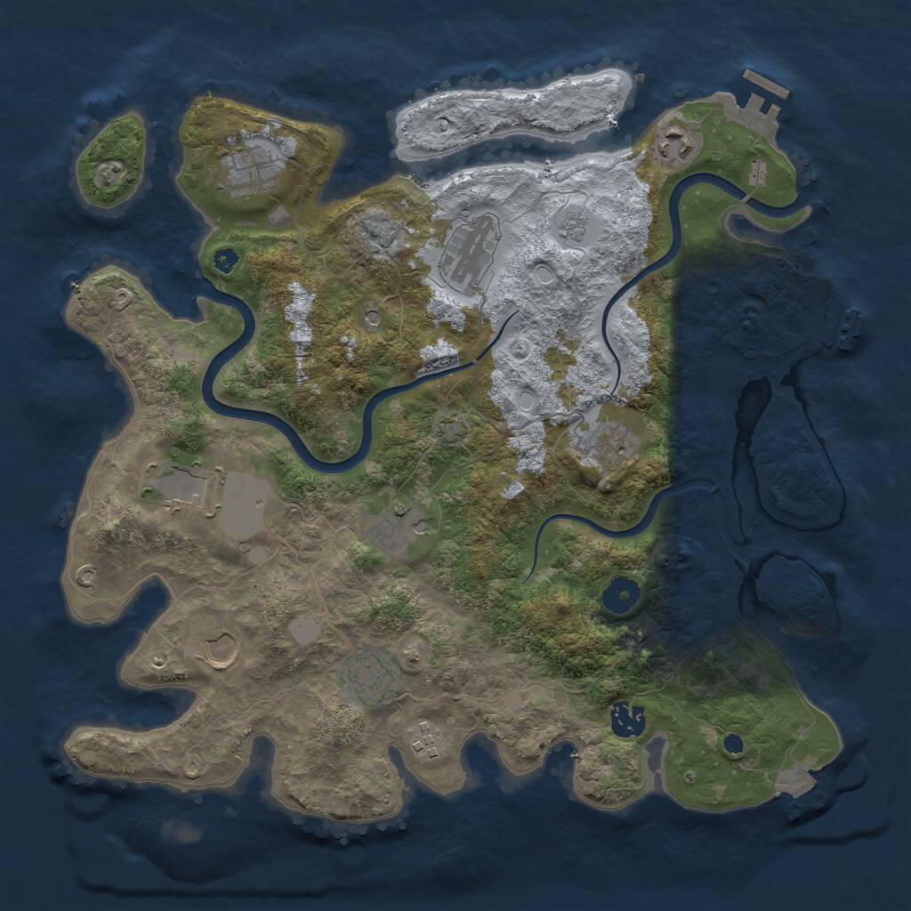 Rust Map: Procedural Map, Size: 3750, Seed: 696005374, 16 Monuments
