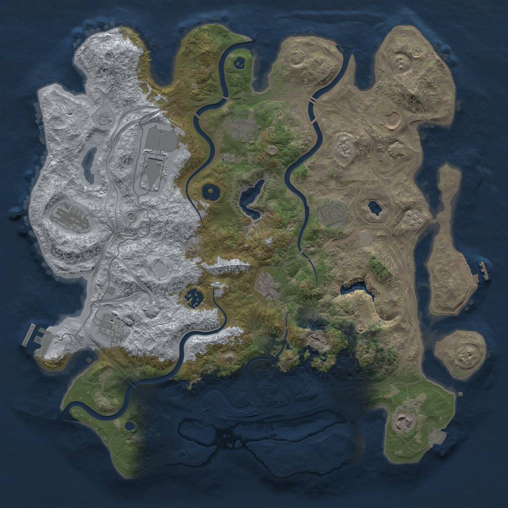 Rust Map: Procedural Map, Size: 4250, Seed: 868498950, 16 Monuments