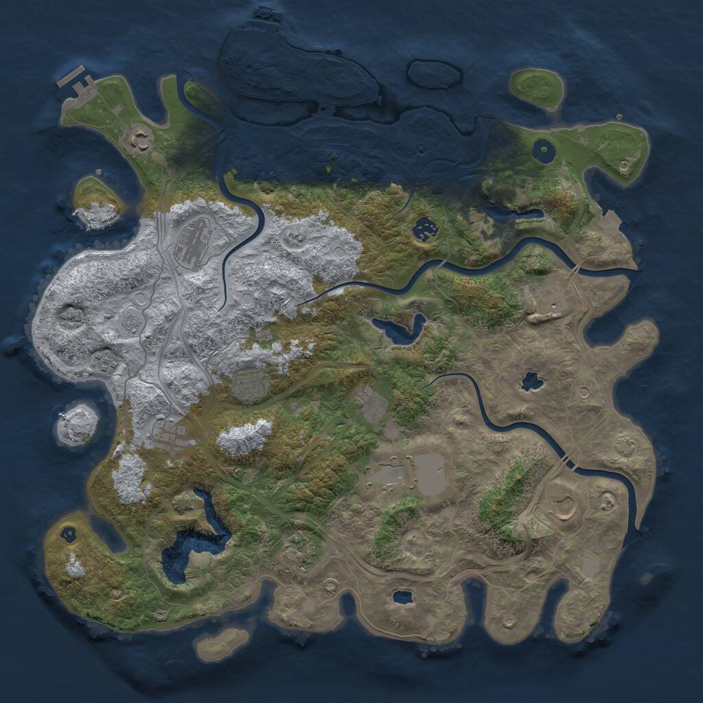 Rust Map: Procedural Map, Size: 4500, Seed: 780651627, 17 Monuments