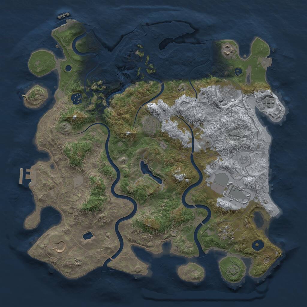 Rust Map: Procedural Map, Size: 4000, Seed: 1028197689, 14 Monuments