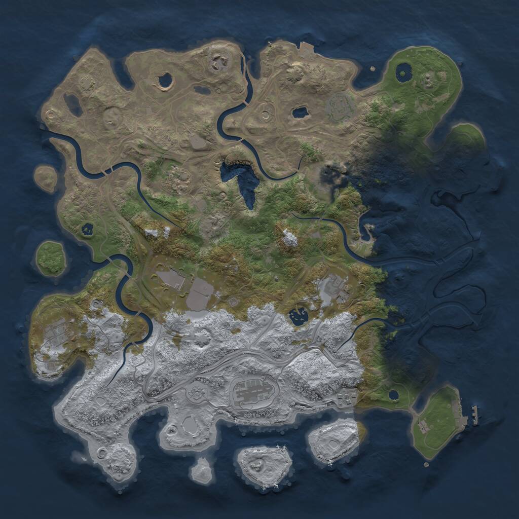Rust Map: Procedural Map, Size: 4250, Seed: 1973952399, 17 Monuments