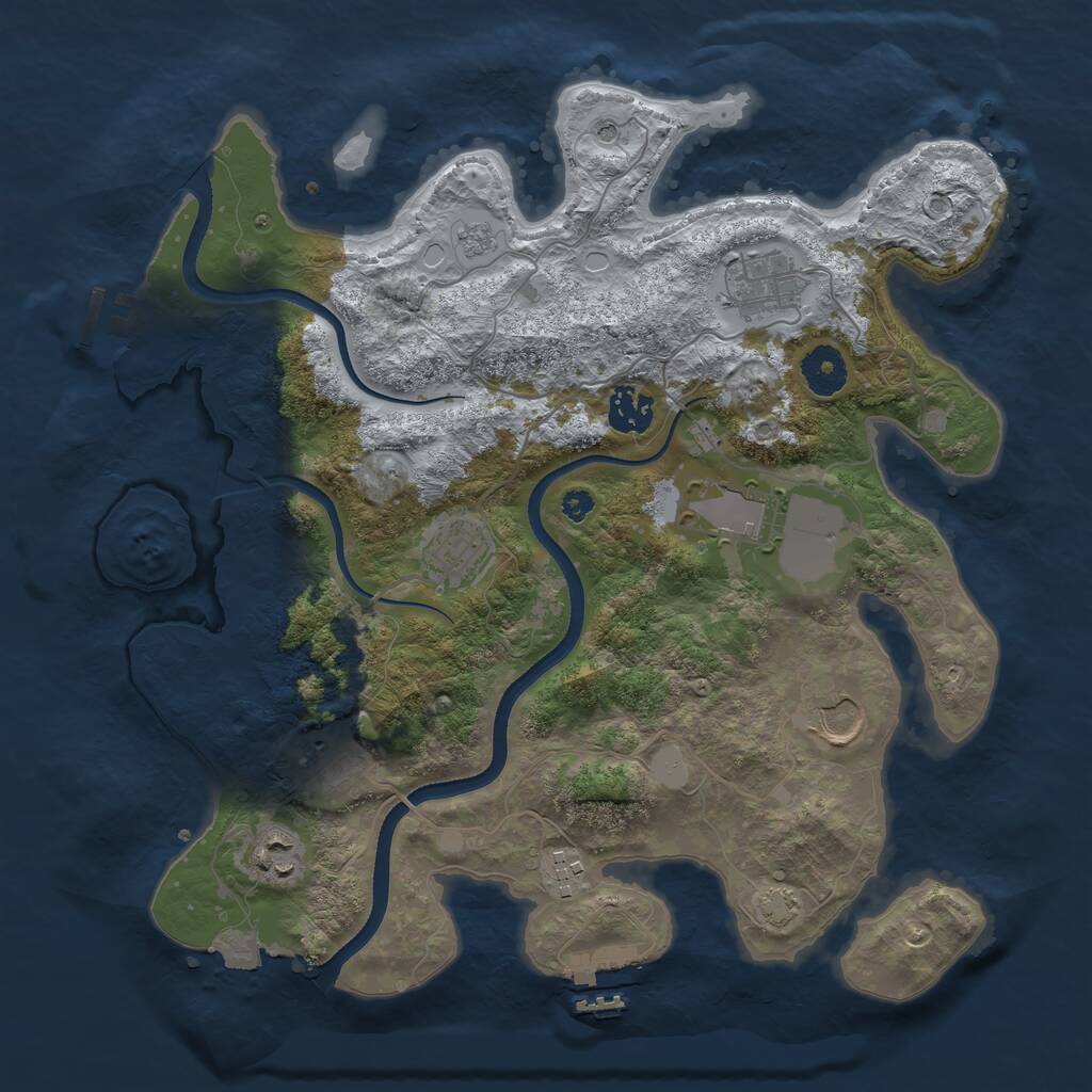 Rust Map: Procedural Map, Size: 3500, Seed: 80567687, 14 Monuments