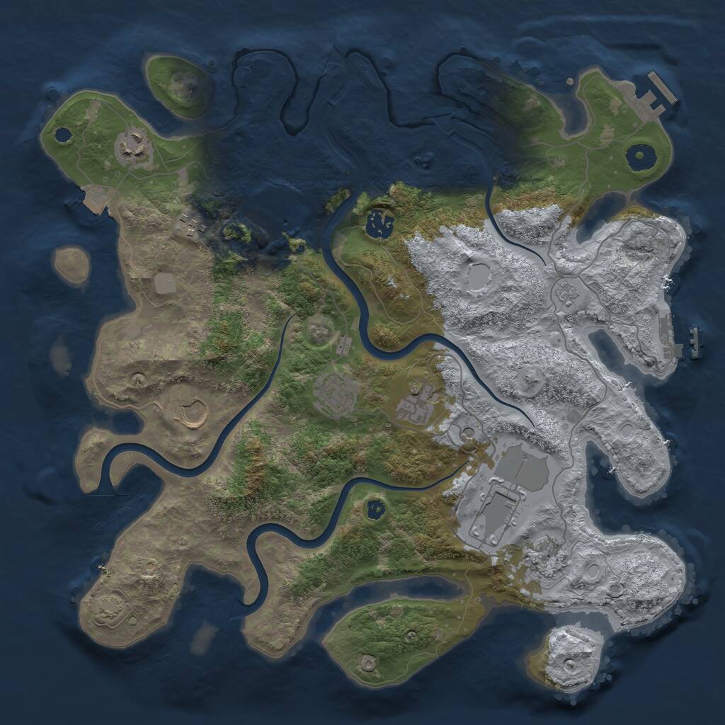 Rust Map: Procedural Map, Size: 3800, Seed: 91372, 15 Monuments