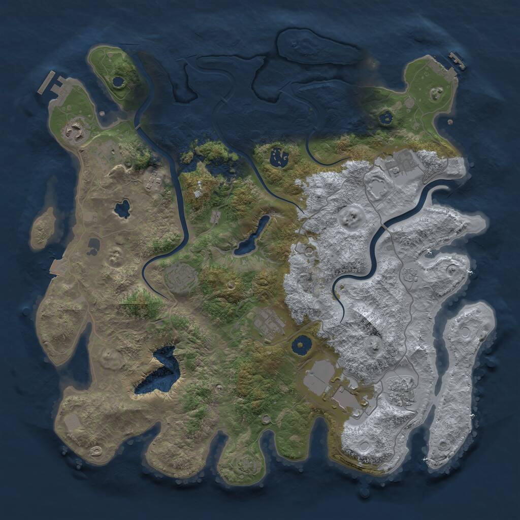Rust Map: Procedural Map, Size: 4000, Seed: 1707548990, 15 Monuments