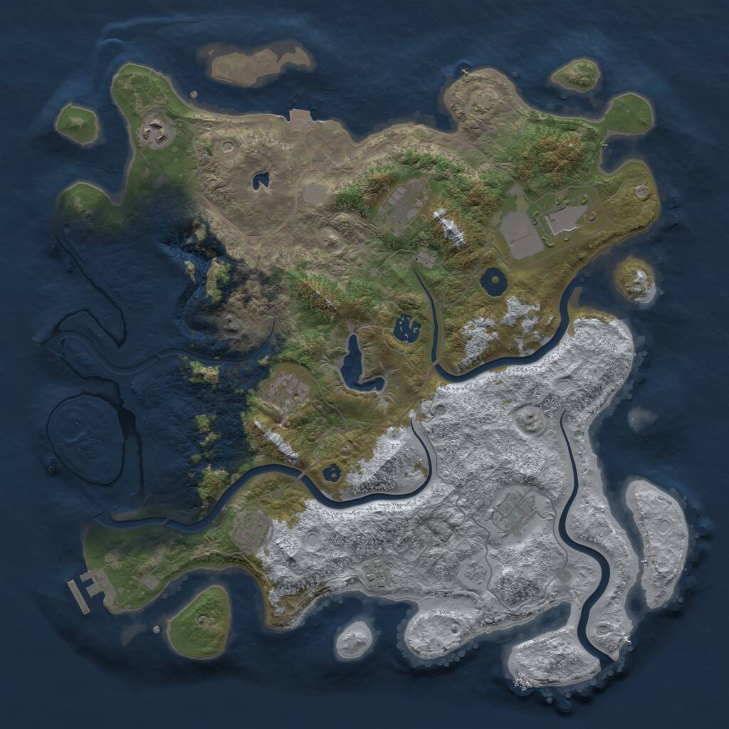 Rust Map: Procedural Map, Size: 4050, Seed: 1547691880, 13 Monuments
