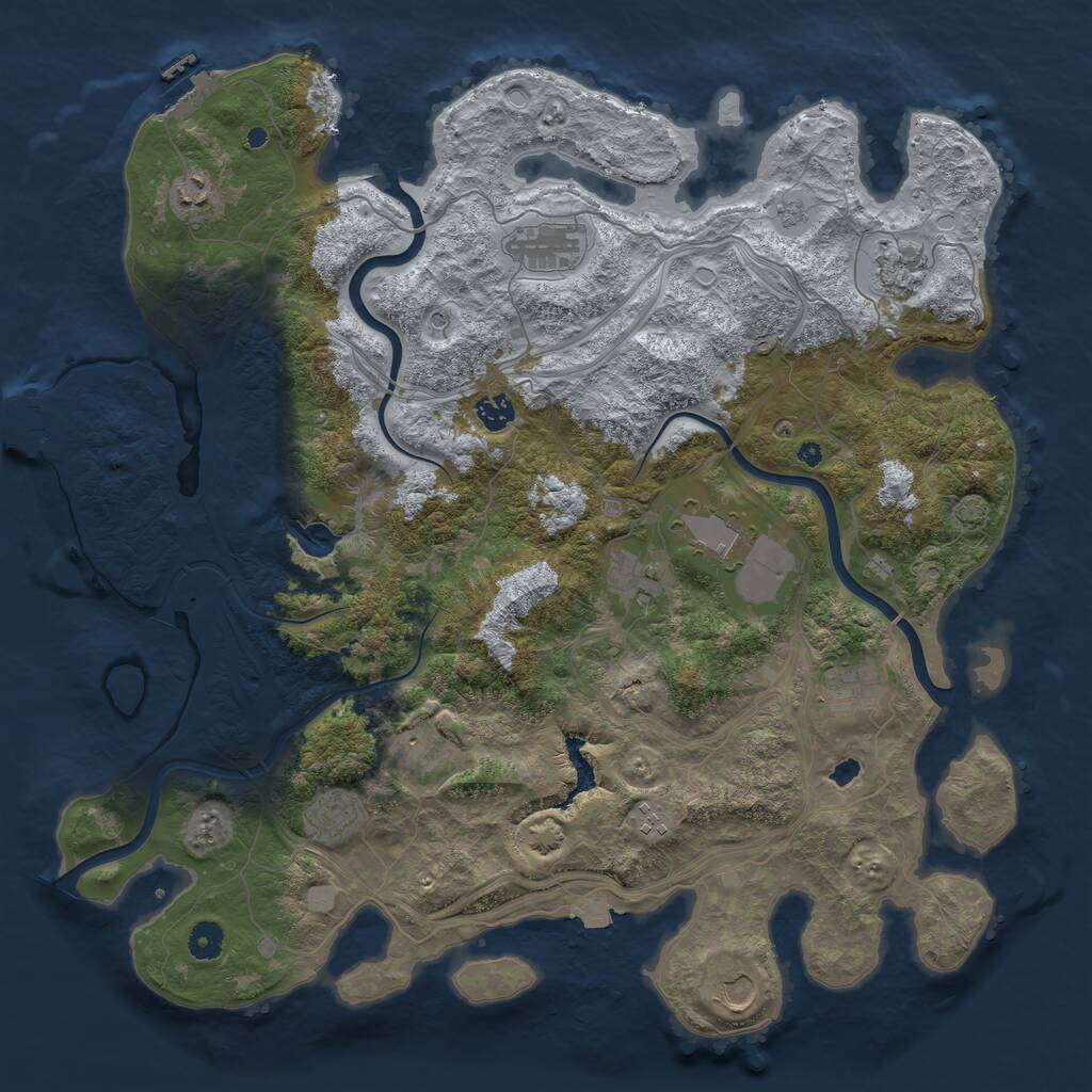 Rust Map: Procedural Map, Size: 4450, Seed: 595850948, 17 Monuments