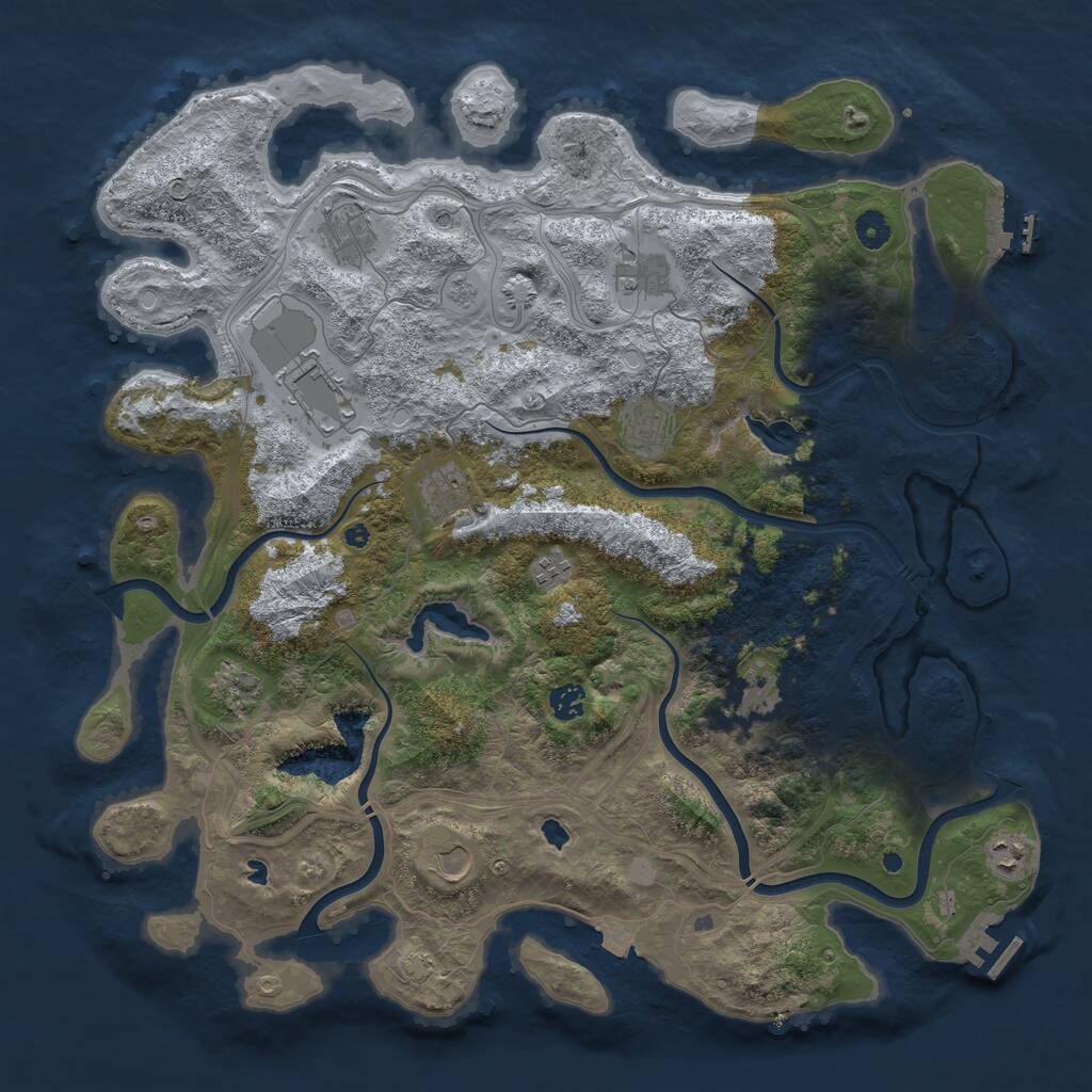 Rust Map: Procedural Map, Size: 4500, Seed: 1339973815, 17 Monuments