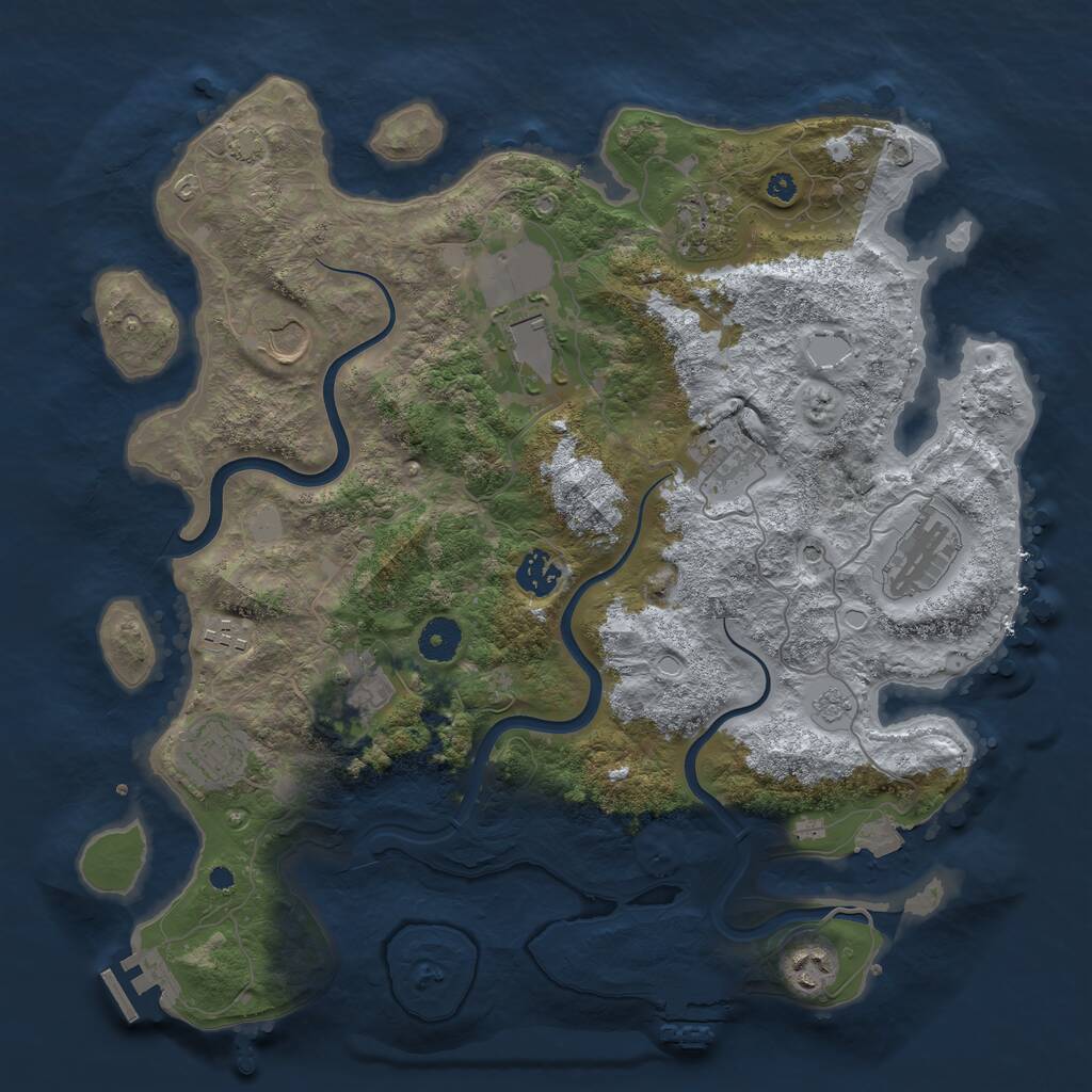 Rust Map: Procedural Map, Size: 3800, Seed: 1997863537, 16 Monuments
