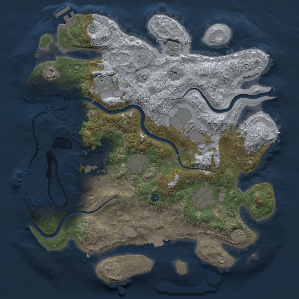 Rust Map: Procedural Map, Size: 3500, Seed: 185740906, 13 Monuments