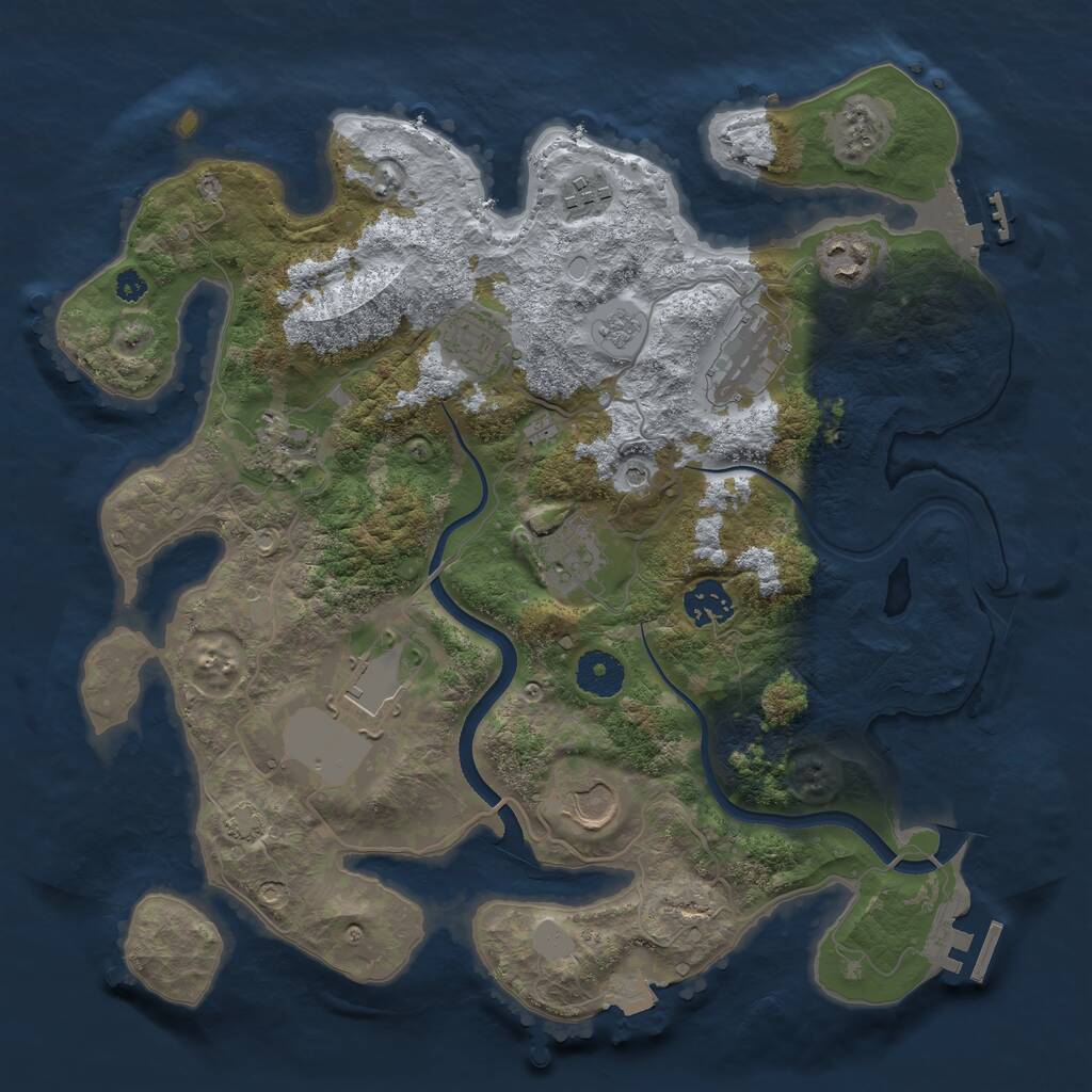 Rust Map: Procedural Map, Size: 3500, Seed: 826707733, 15 Monuments
