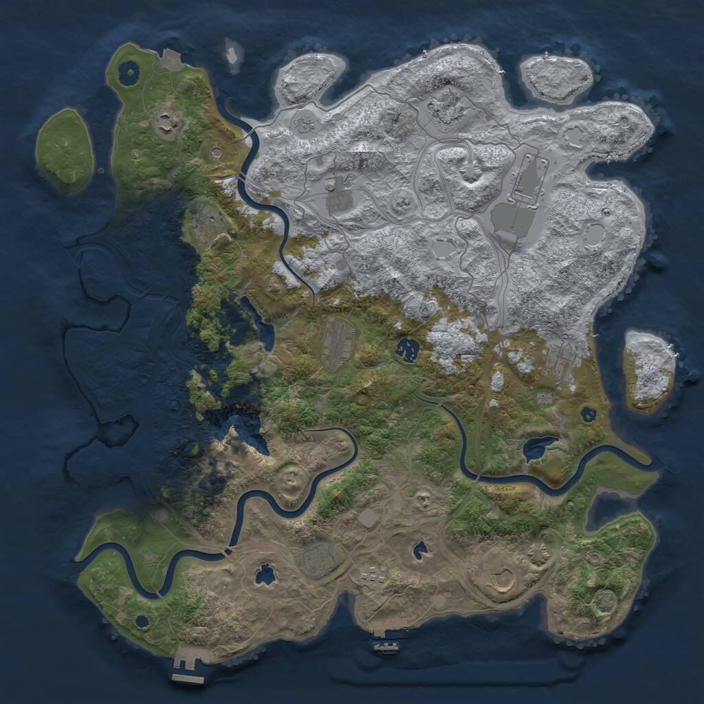 Rust Map: Procedural Map, Size: 4500, Seed: 1427476521, 17 Monuments