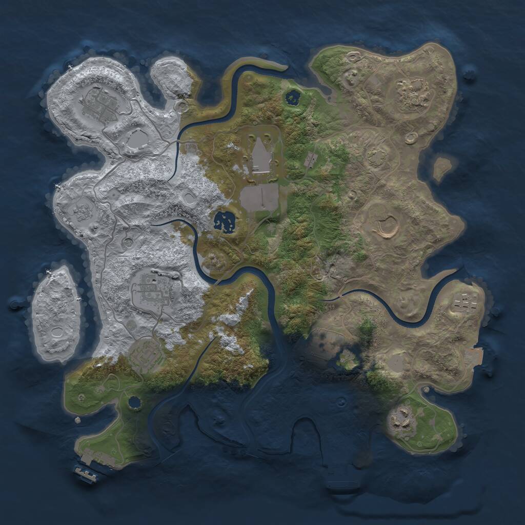 Rust Map: Procedural Map, Size: 3500, Seed: 1428716113, 16 Monuments